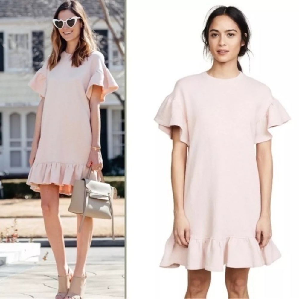 ULLA JOHNSON PINK TILLIE spring RUFFLE dress size Small